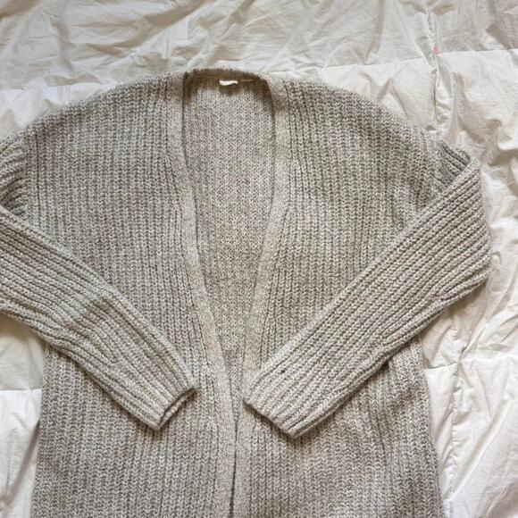 gap Marled white and beige open front knit cardigan size medium coastal boho - Picture 5 of 8